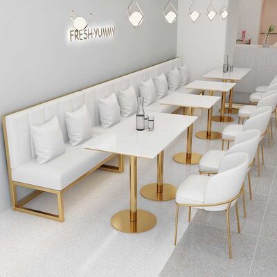 Giá tốt. Coffee Marble Table And Chairs Velvet High Density Foam Restaurant Furniture trực tuyến