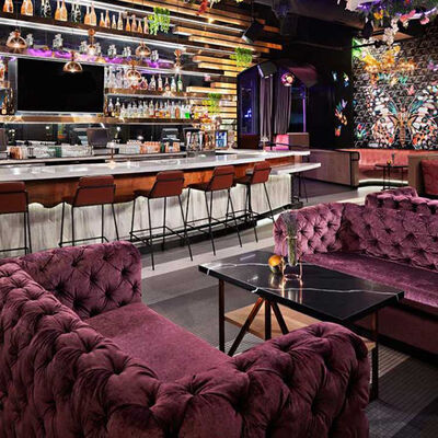 Giá tốt Velvet Purple Club Lounge Sofa Classic Button Tufting Bistro Sofa trực tuyến