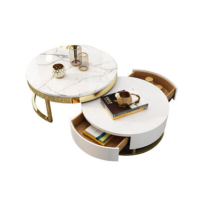 Giá tốt Modern Home Luxury Coffee Center Tables Round Marble With Storage trực tuyến
