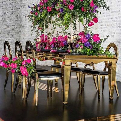 Giá tốt. Decoration Glass Top Wedding Table 120x240x75cm Stainless Steel Frame 0.42cbm trực tuyến