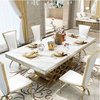 Giá tốt. Modern Design Marble Dining Table Set Polished Surface With 6 8 Chairs trực tuyến