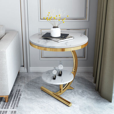 Giá tốt. OEM Luxury Marble Center Tables Double Layer Gold White Sofa Side Table trực tuyến