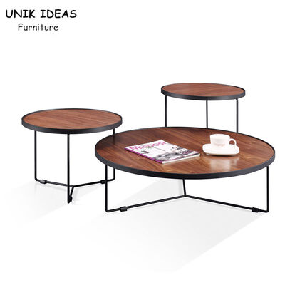 Giá tốt Easy Installation Wooden Top Coffee Tables 3 Round Table Metal Frame ODM trực tuyến